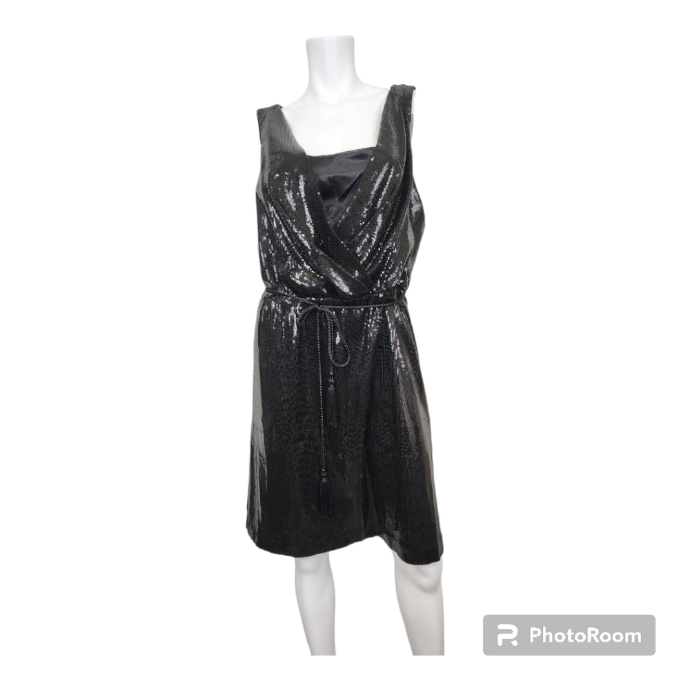 WHBM Black Sleeveless Sequin Cocktail Dress Size 14